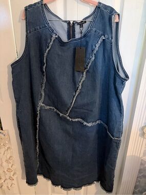 Lane Bryant Dark Blue Denim Sleeveless Shift Dress